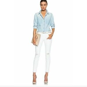Mother The Looker Ankle Jeans in "Stayin' Cool" Distressed White Size 30